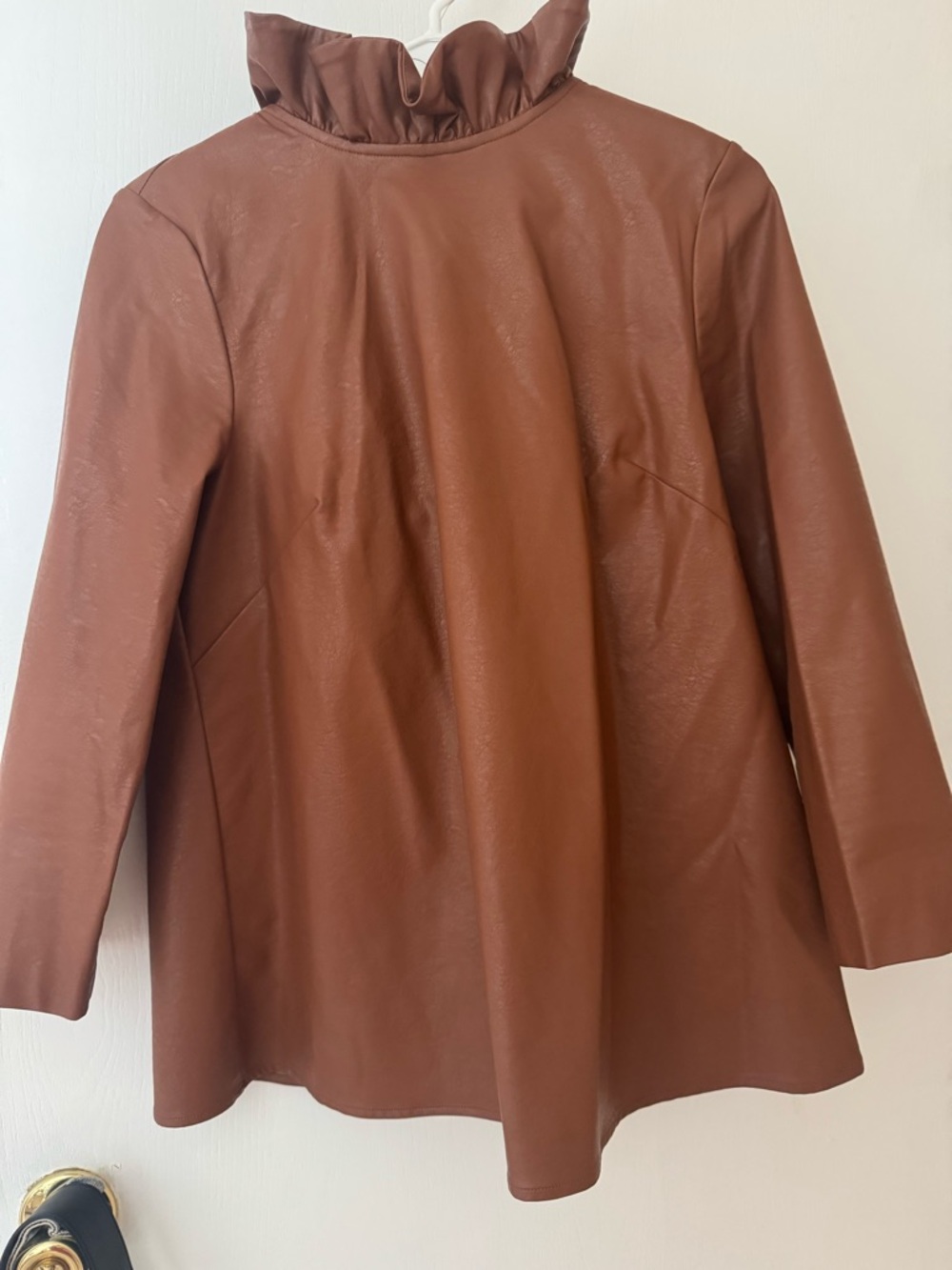 Tuckernuck Faye Faux Leather Blouse in Cognac - Picture 5 of 8